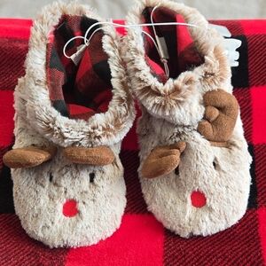 Wondershop Reindeer Slippers with Red and Brown Details